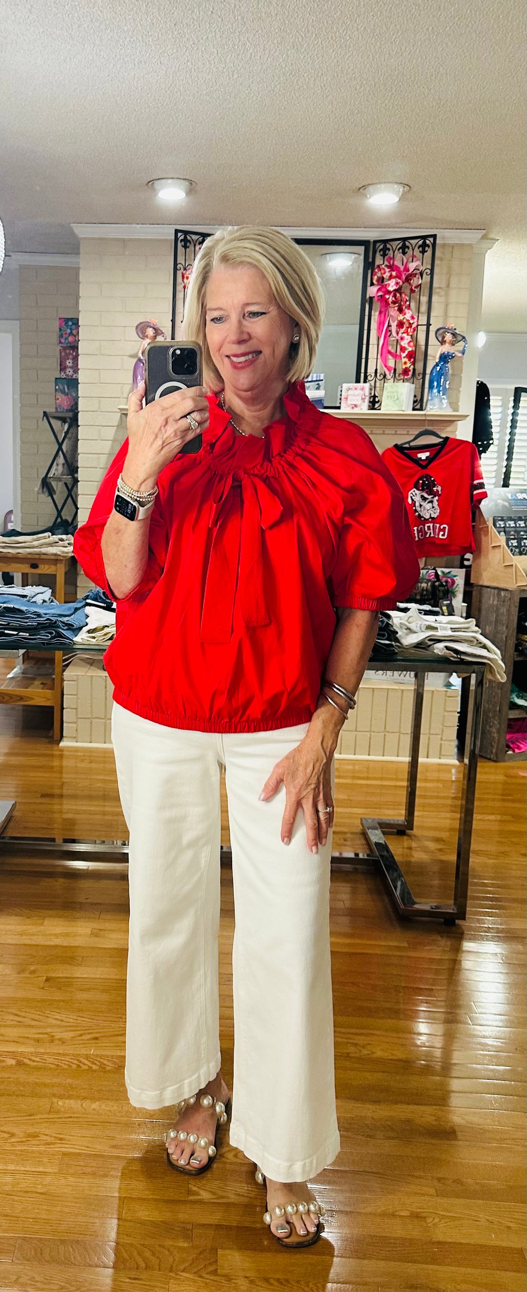 Scarlet Bow Ruffle Top