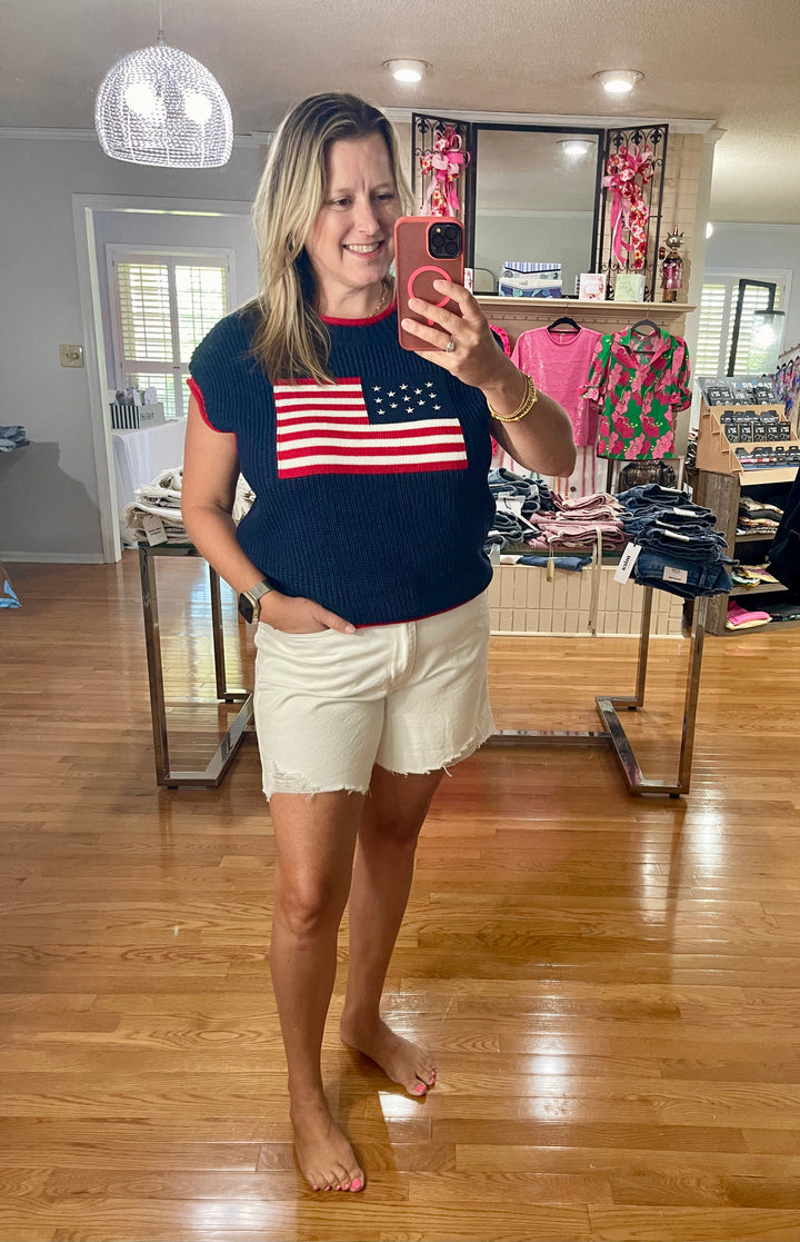 American flag knit top