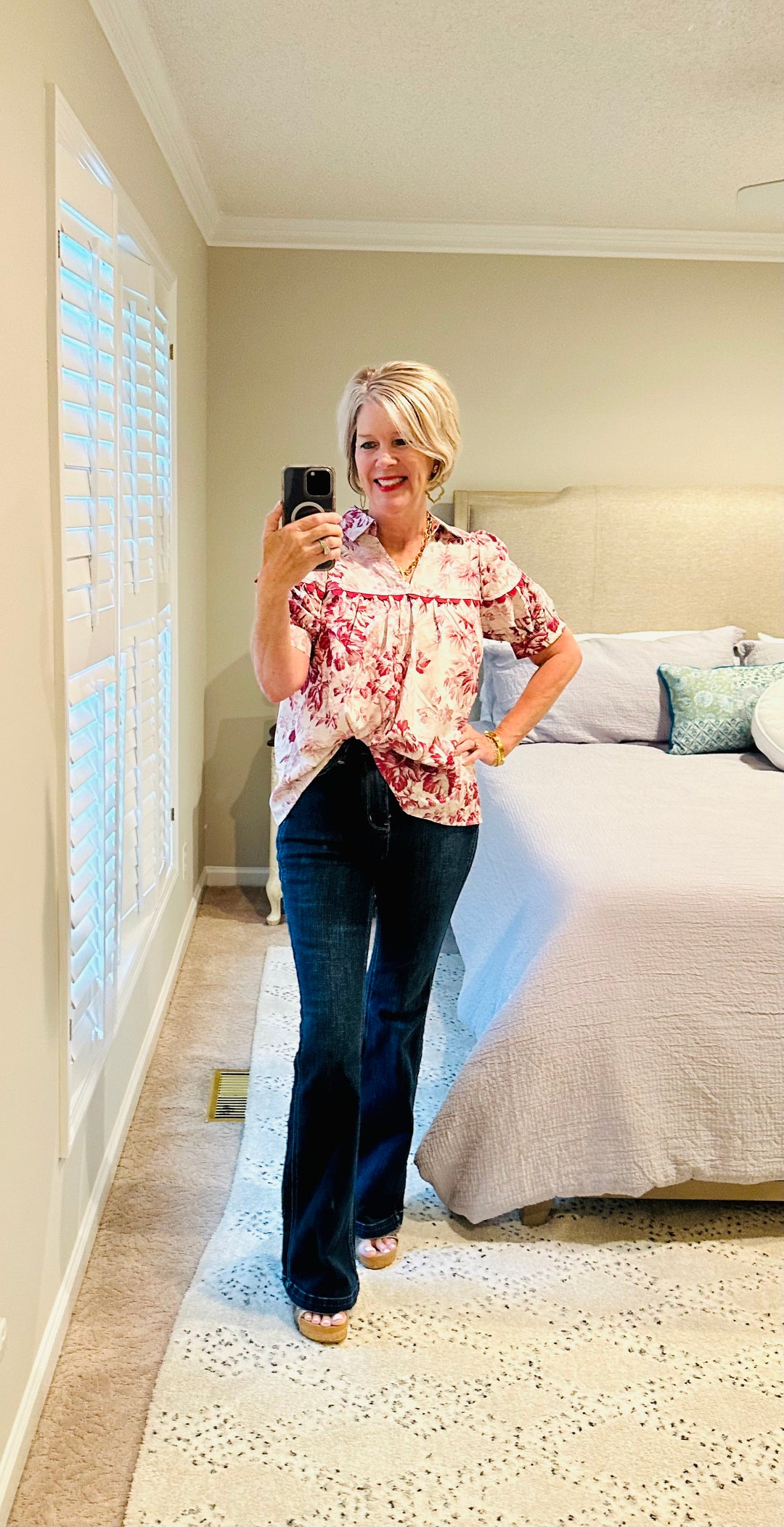 Merlot Floral Top