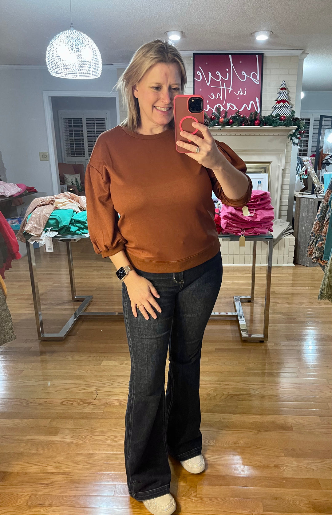 Everyday super soft 3/4 sleeve top- Toffee