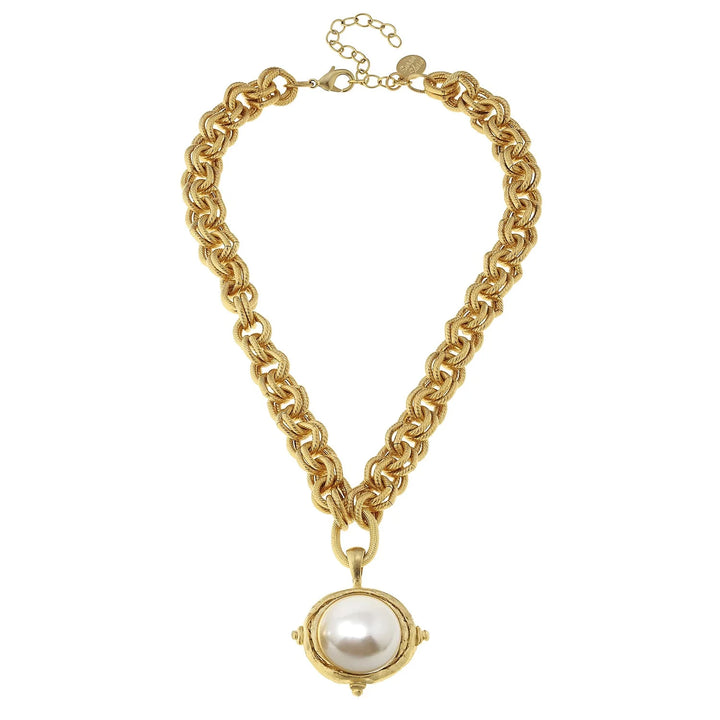 Pearl Cab Necklace- Gold