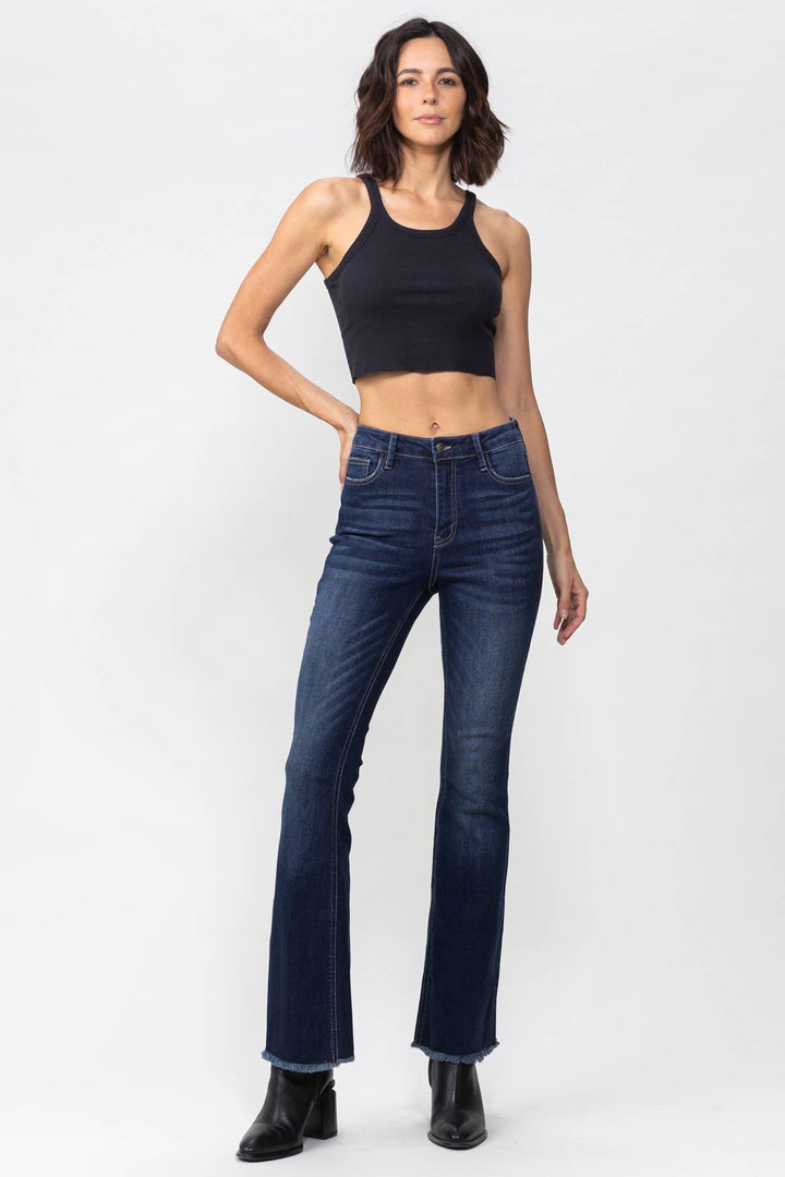 High Rise Dark Indigo Flare- Jelly Jean Brand