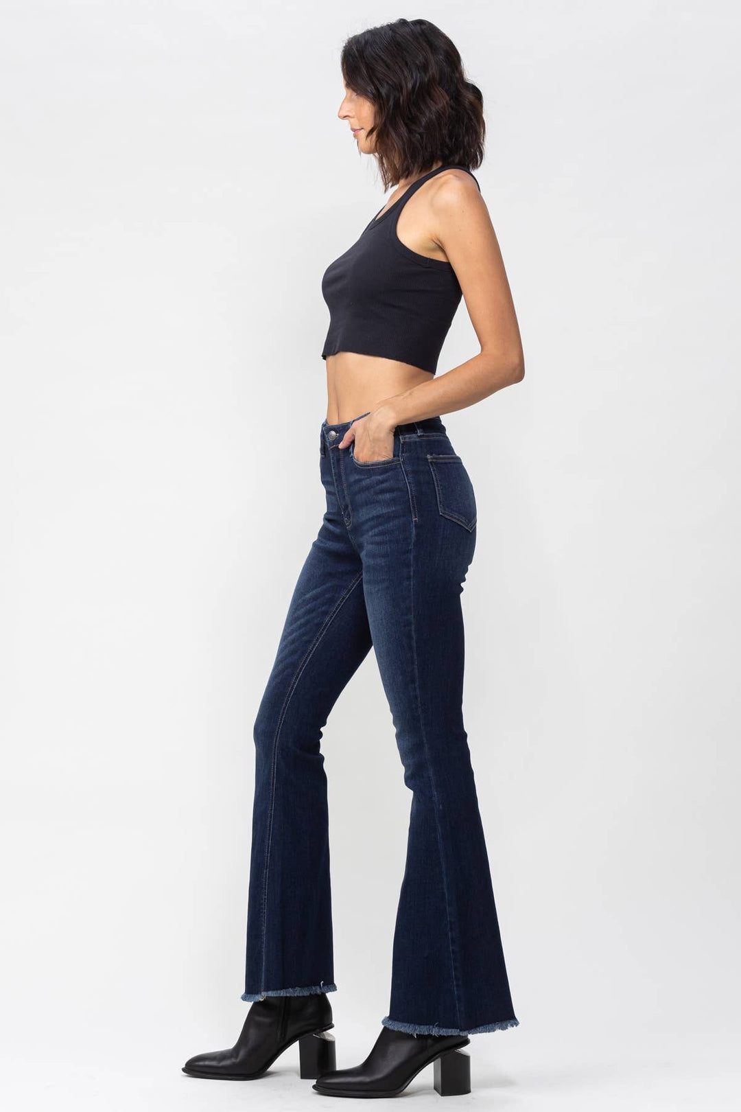 High Rise Dark Indigo Flare- Jelly Jean Brand