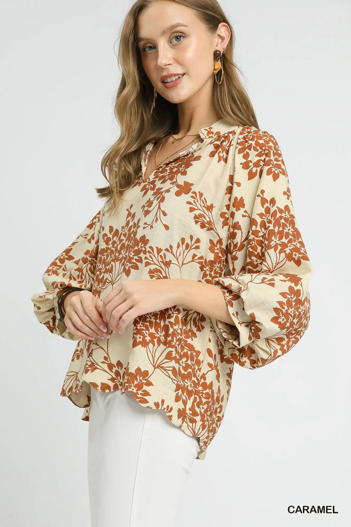 Cherry Blossom Blouse- Caramel