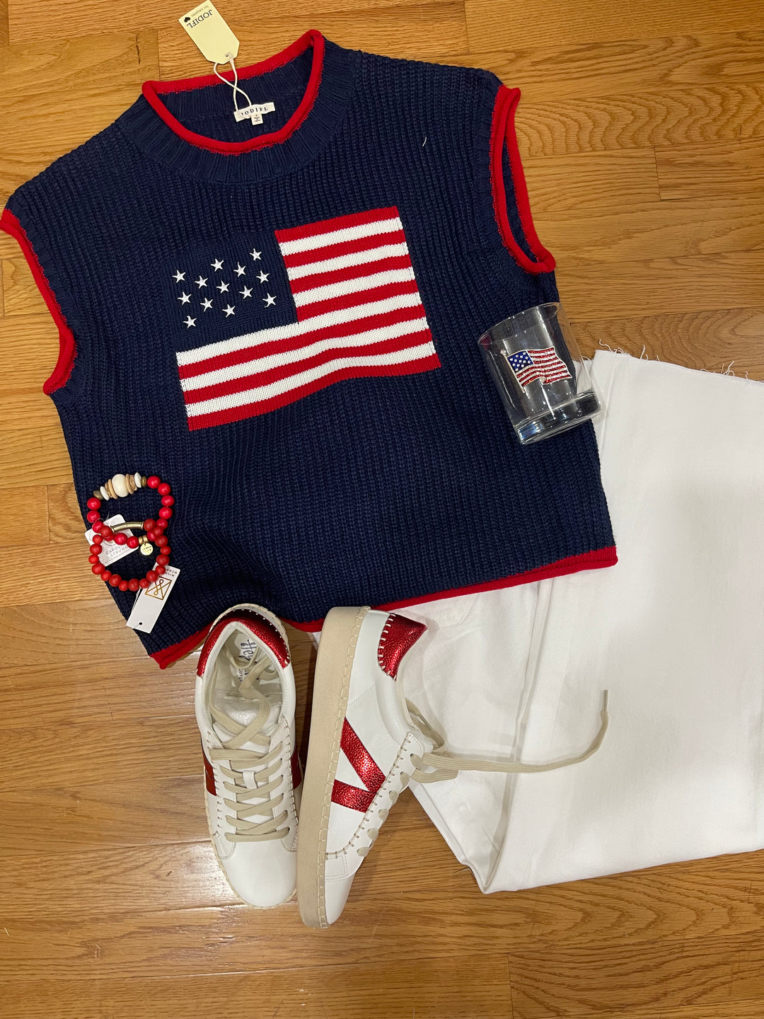 American flag knit top