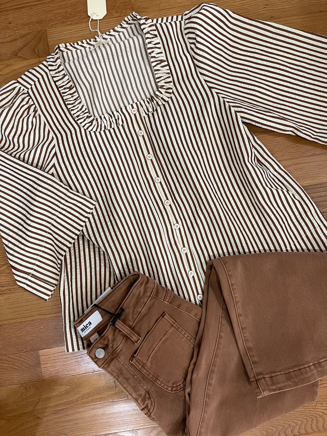 Cocoa Stripe Charm Top by Jodifl