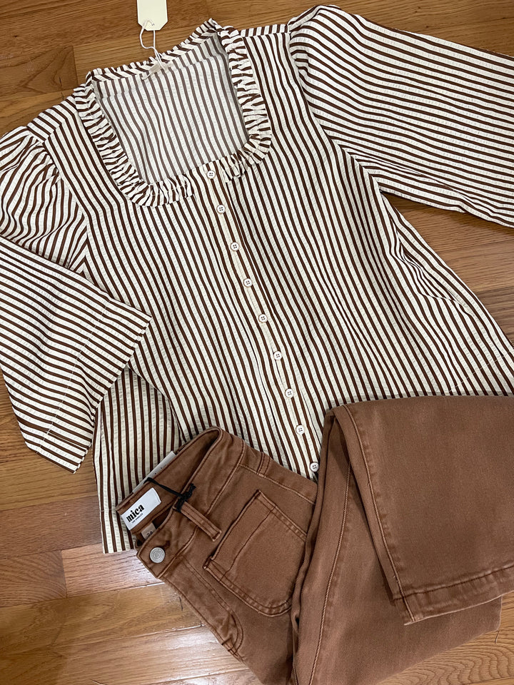 Cocoa Stripe Charm Top by Jodifl