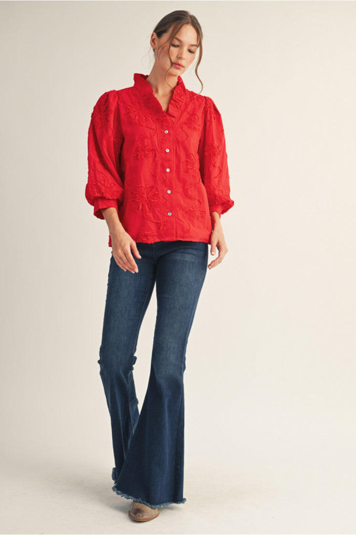 Petal Whisper Blouse- Red