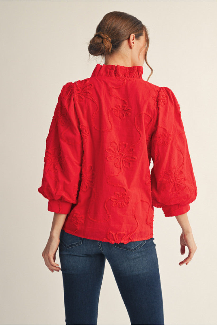 Petal Whisper Blouse- Red