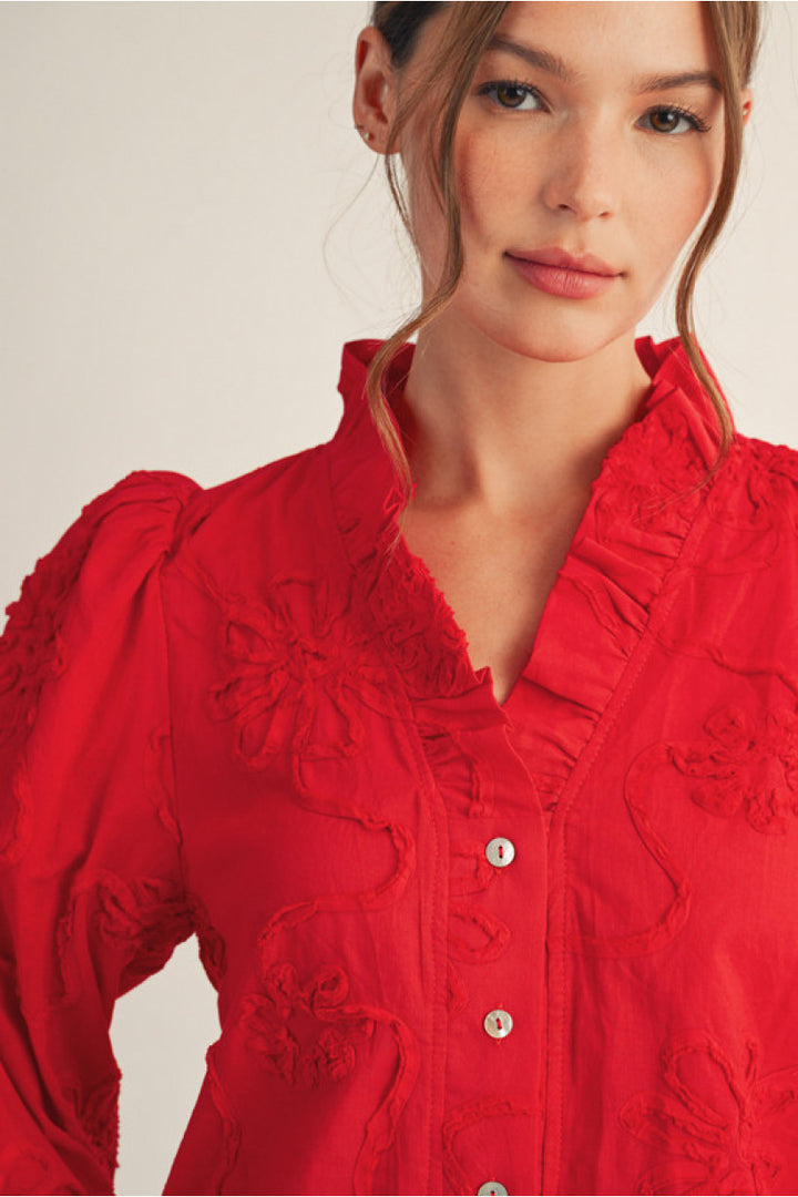 Petal Whisper Blouse- Red