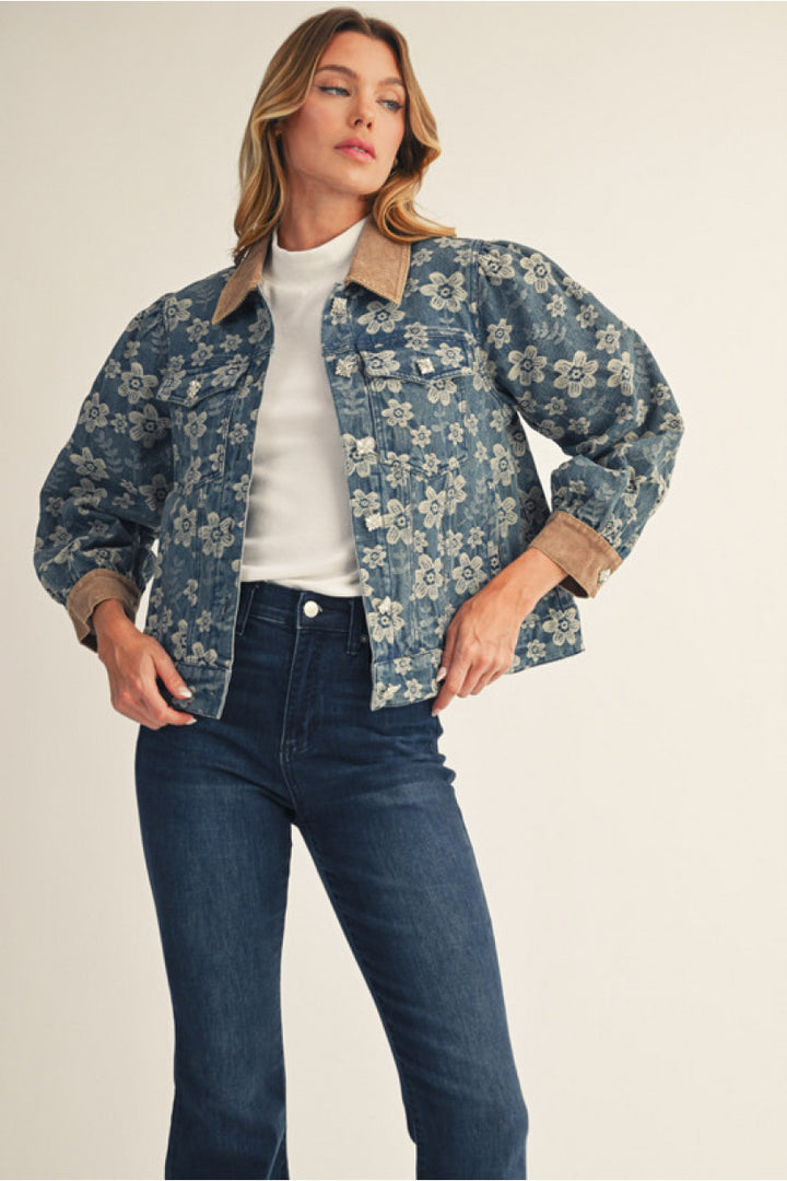 Floral Denim Barn Jacket
