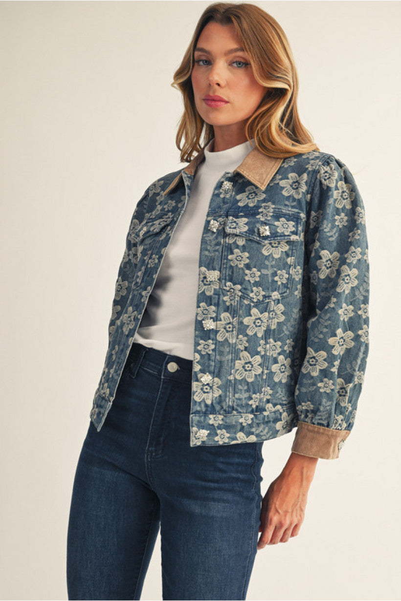 Floral Denim Barn Jacket