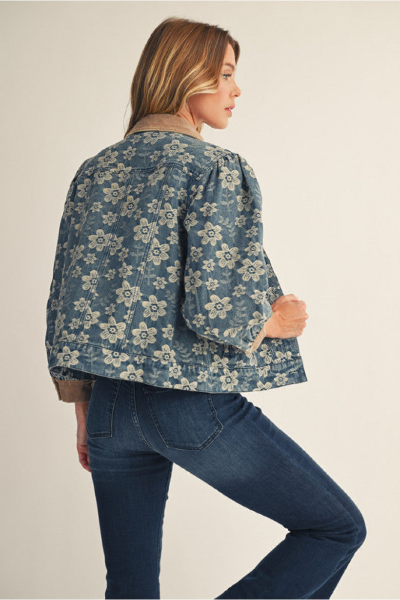 Floral Denim Barn Jacket