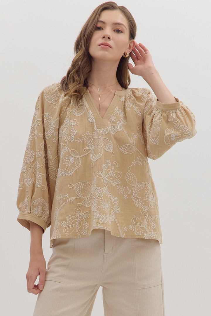 Botanical Whisper Embroidered Top