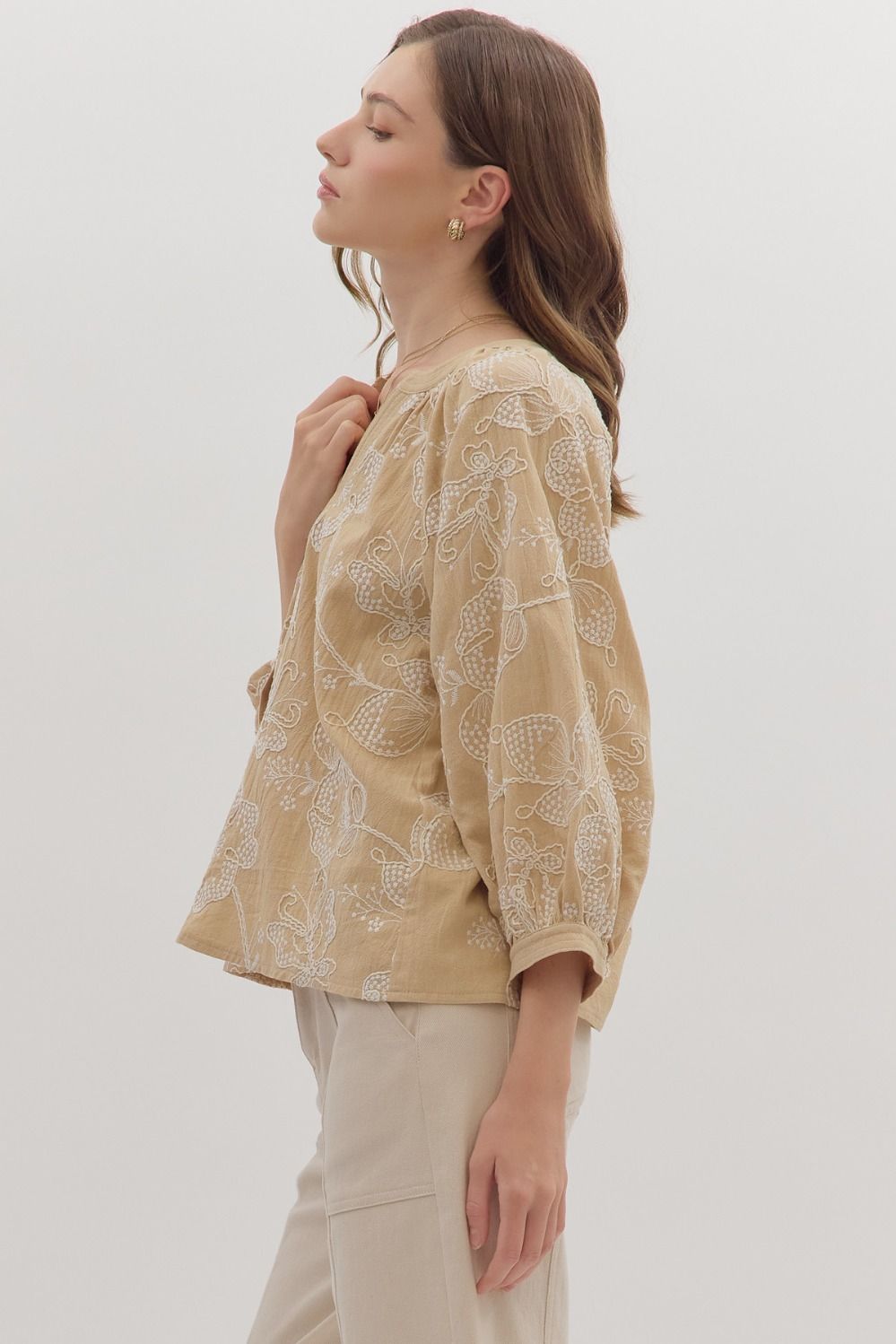 Botanical Whisper Embroidered Top