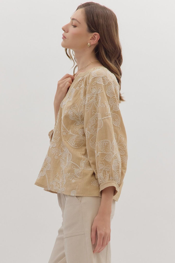Botanical Whisper Embroidered Top