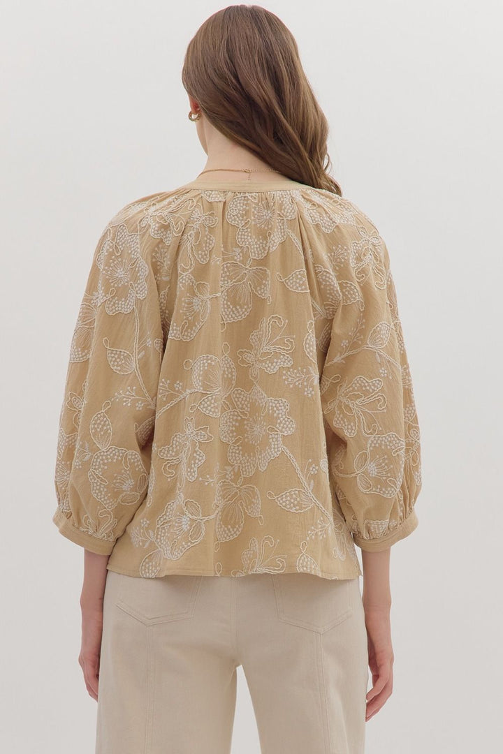 Botanical Whisper Embroidered Top