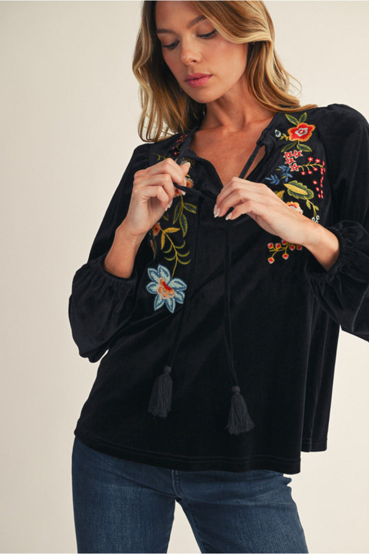 Velvet Garden Top- Black