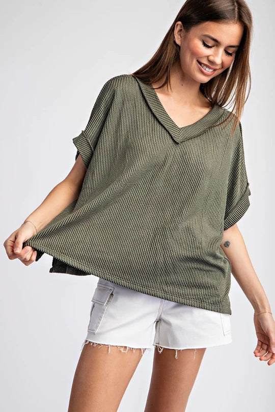 Textured Olive Top