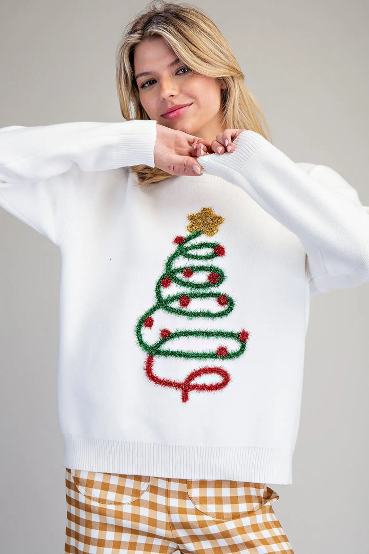 Tinsel Christmas Tree Sweater