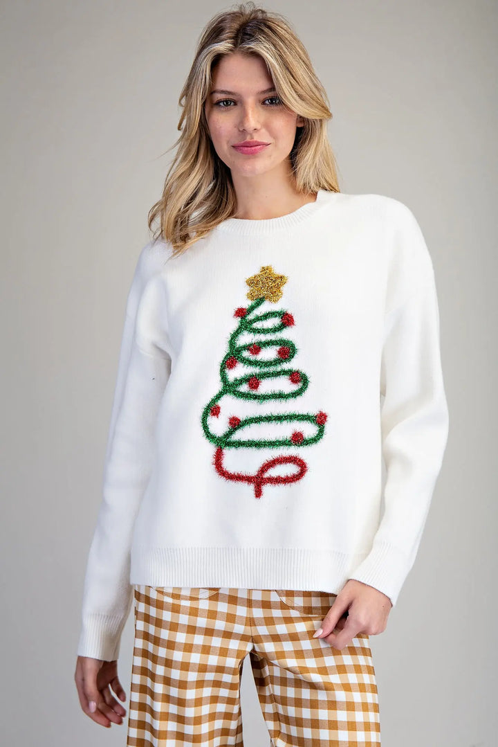 Tinsel Christmas Tree Sweater