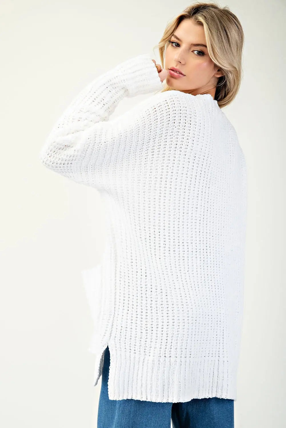 White Pocket Knit Cardigan