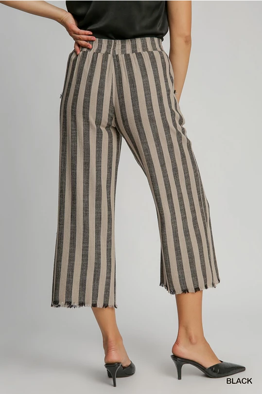 Linen Striped Waistband Pants