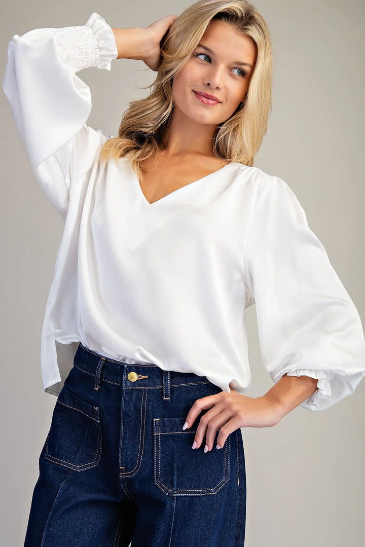 ✨ Satin Whisper V-Neck Blouse