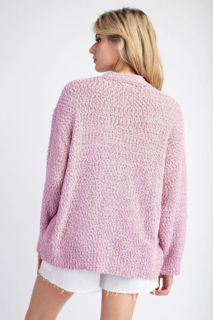 ✨ Soft Sparkle Knit Cardigan- Dusty Rose