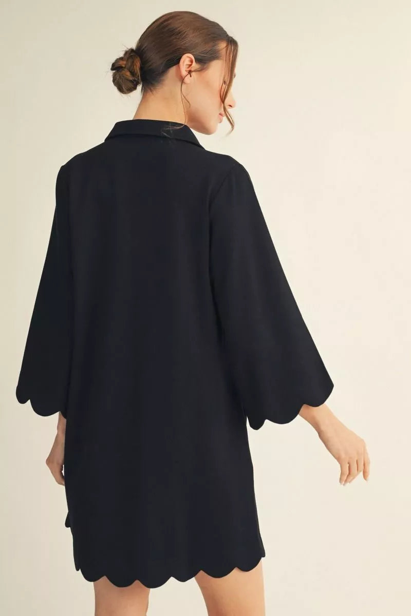 🖤 Classic Noir Scallop Dress
