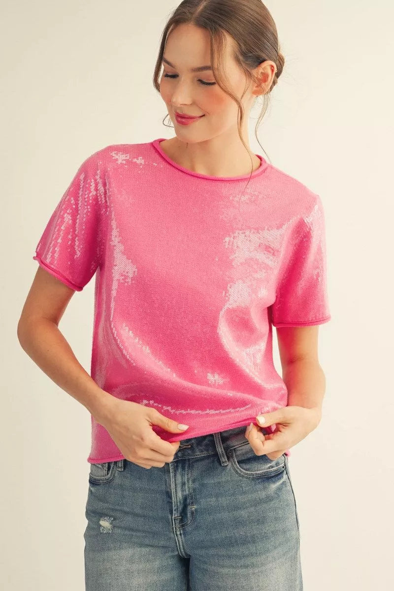 💖 Bubblegum Sequin Top