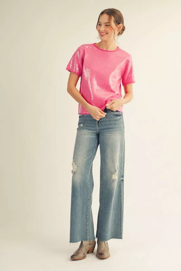 💖 Bubblegum Sequin Top