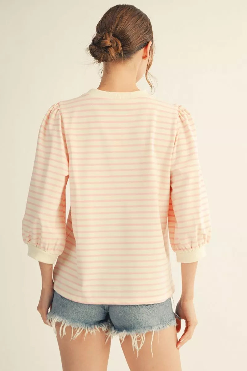 🍸 Cocktail Hour Embroidered Stripe Top