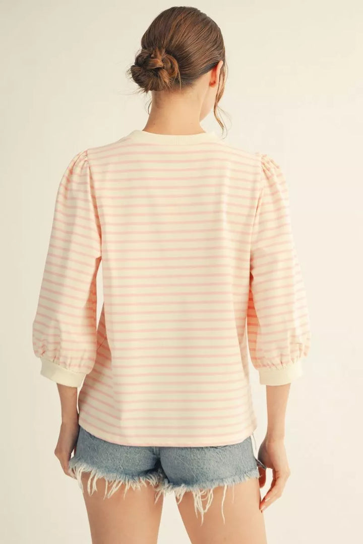 🍸 Cocktail Hour Embroidered Stripe Top
