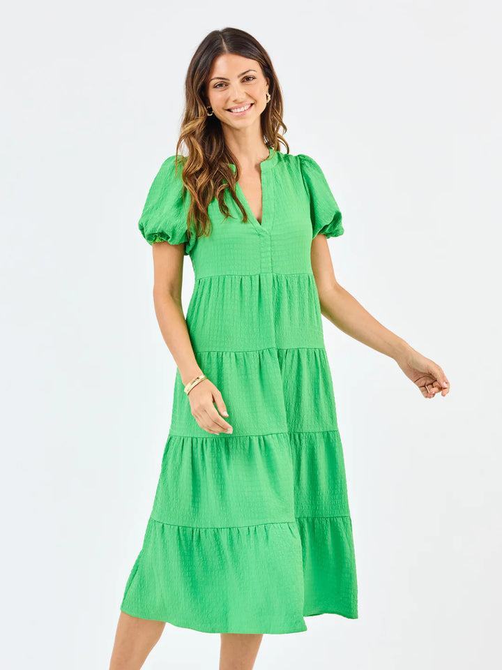 Kinsley Dress | Green Seersucker