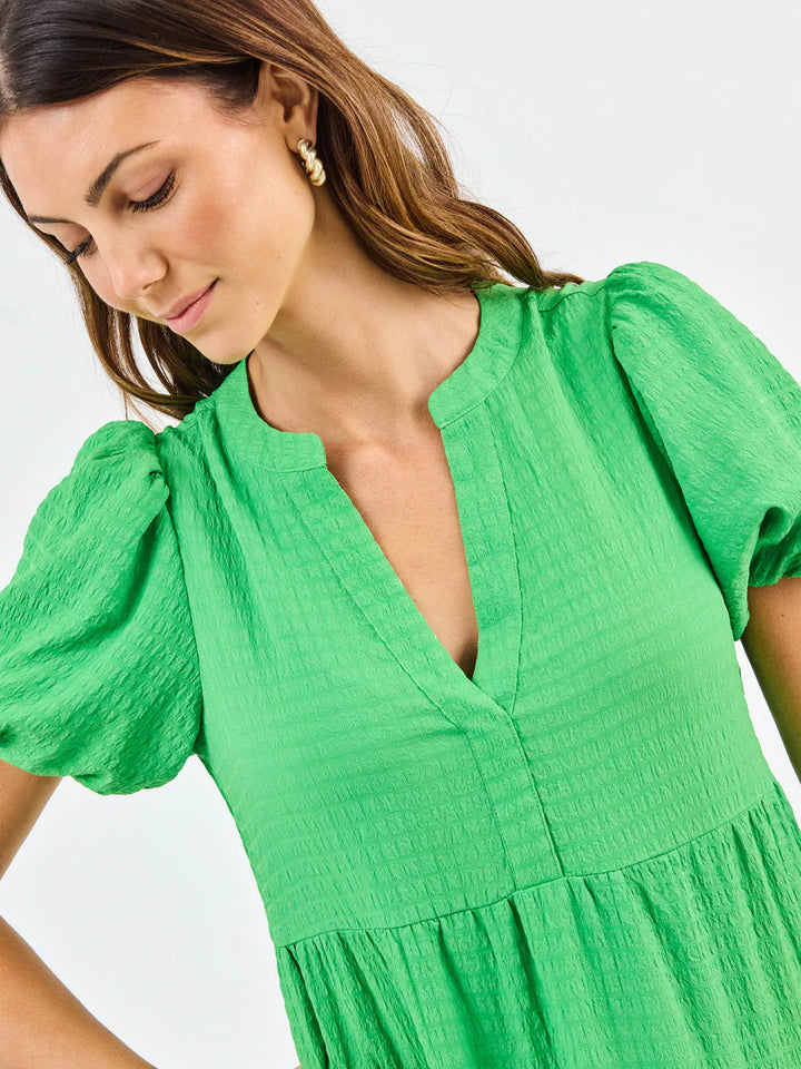 Kinsley Dress | Green Seersucker