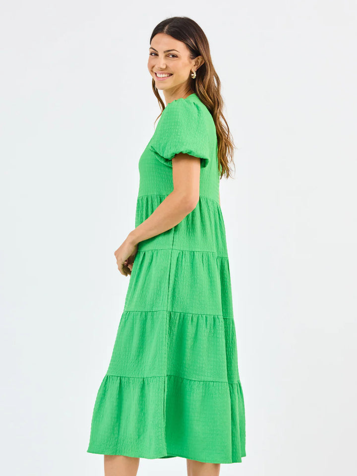 Kinsley Dress | Green Seersucker