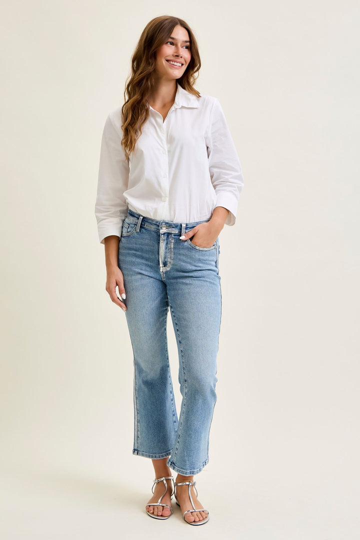 Judy Blue Kick Flare Jeans with Foiled Seams
