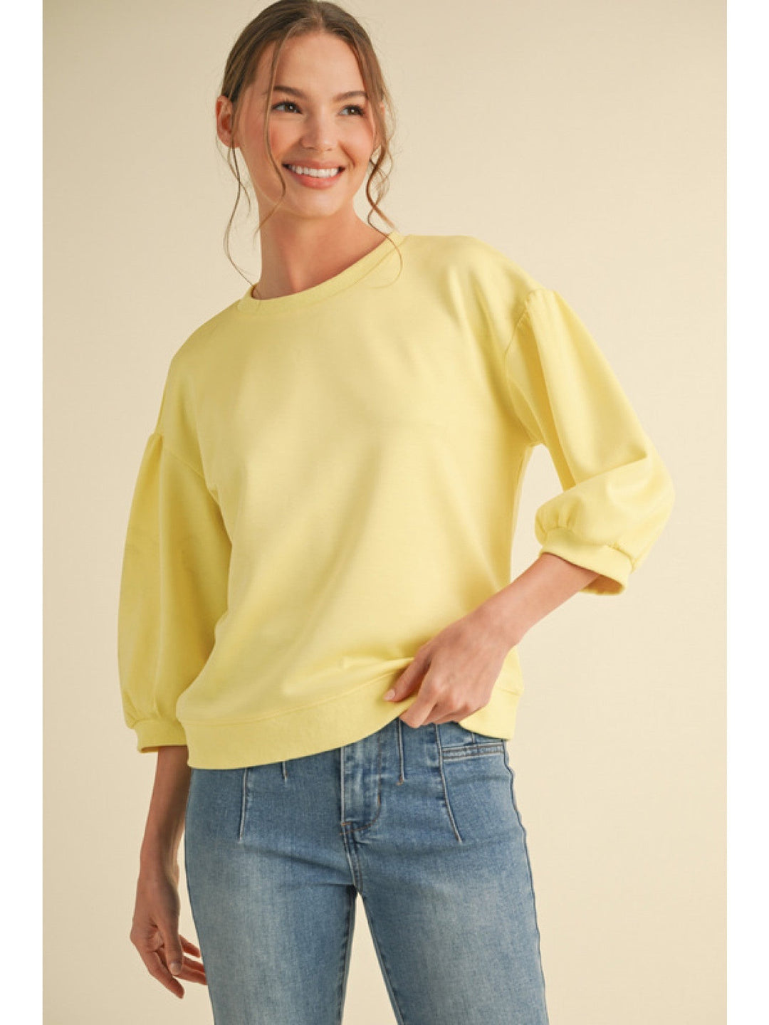 Everyday super soft 3/4 sleeve top- Banana