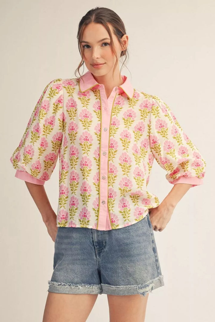 Pink Piping Top 🌸