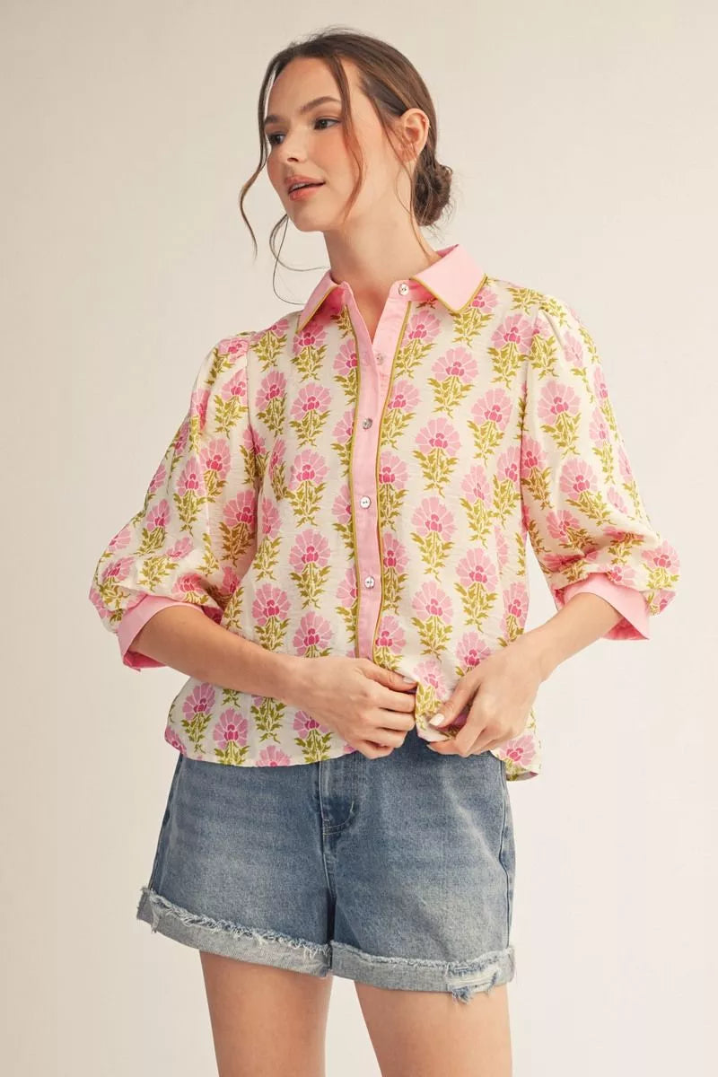 Pink Piping Top 🌸