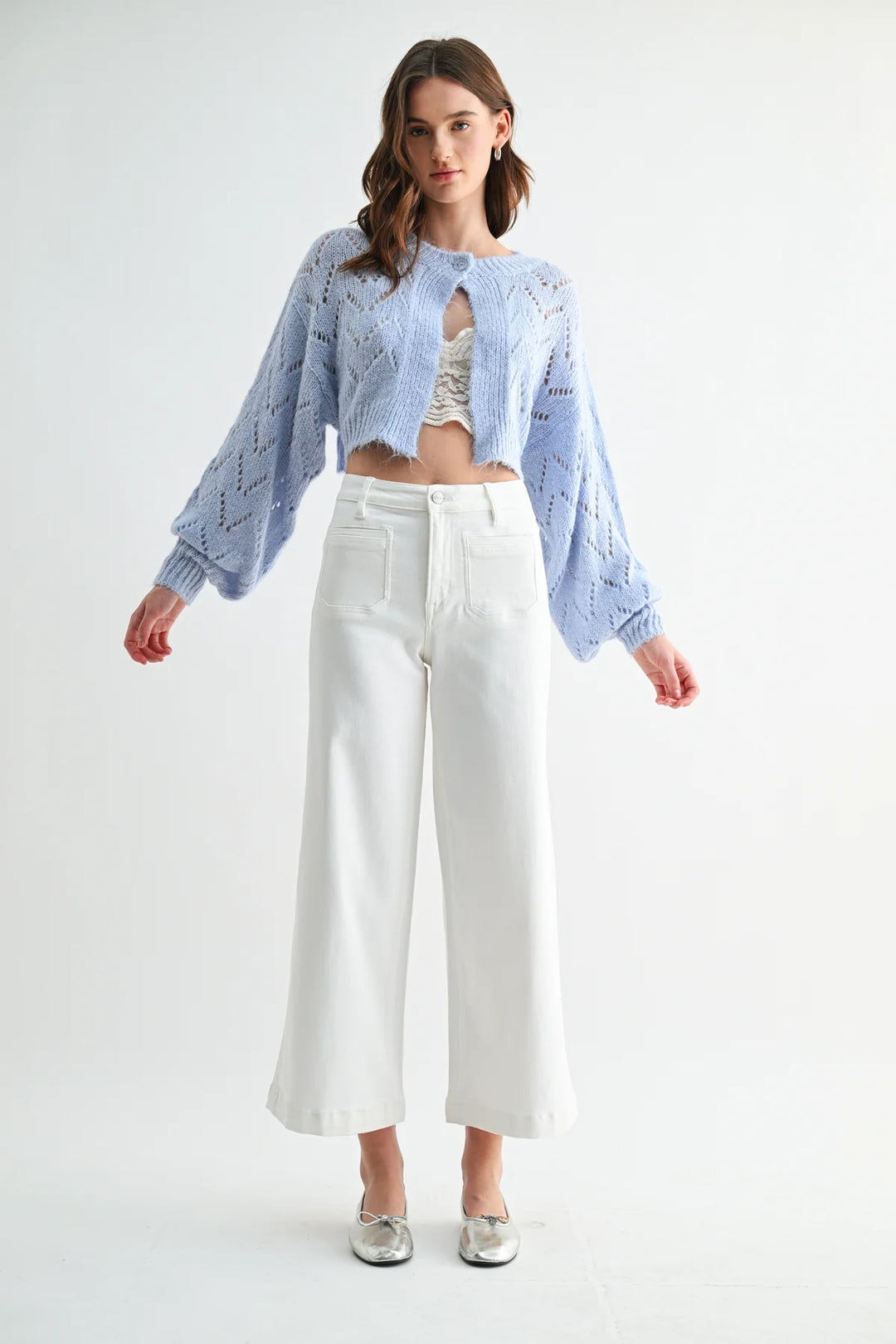 White Sands Ankle Wide Leg- Mica