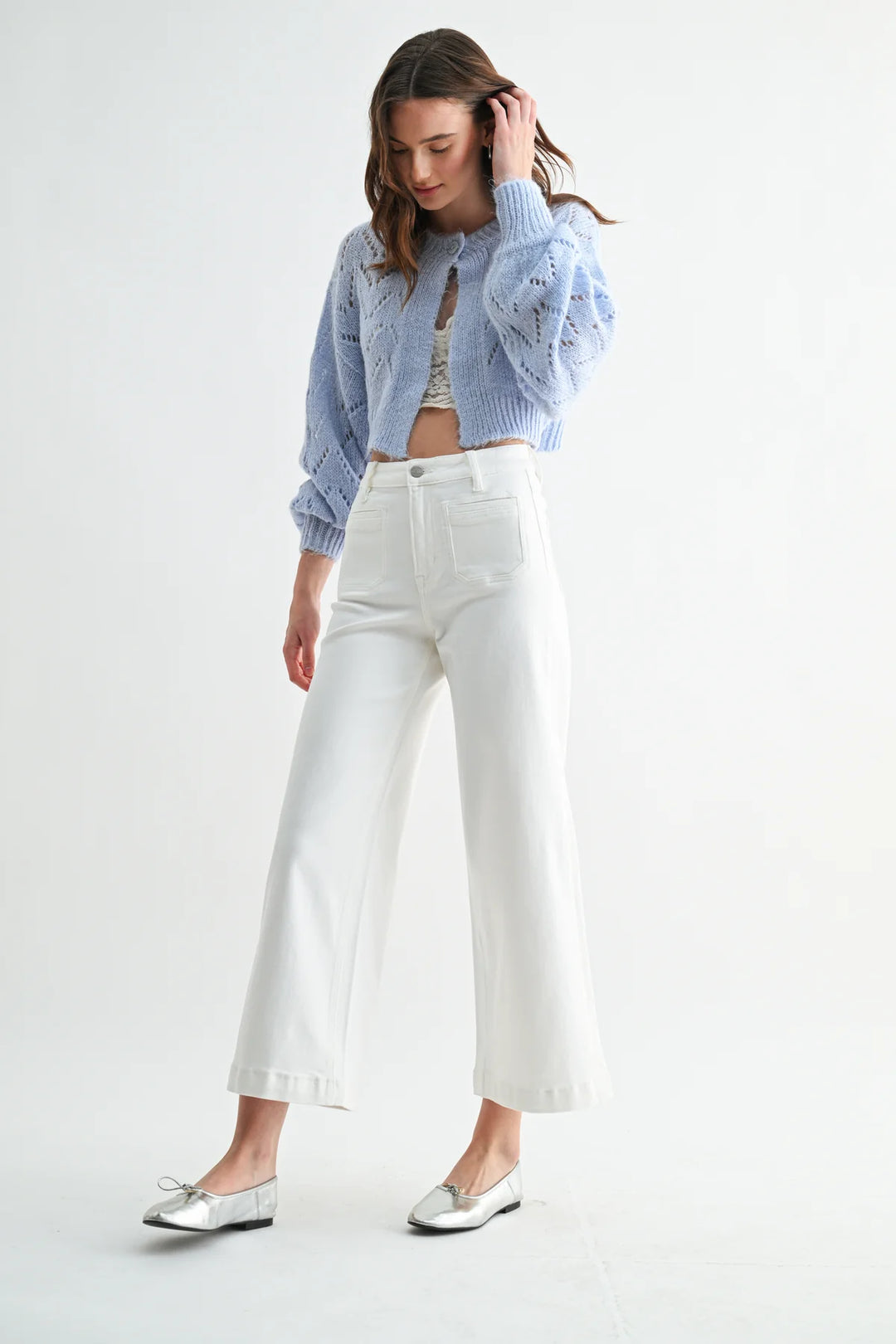 White Sands Ankle Wide Leg- Mica