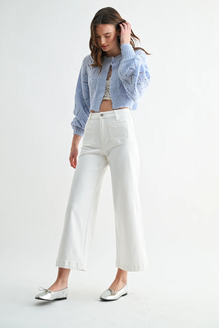White Sands Ankle Wide Leg- Mica