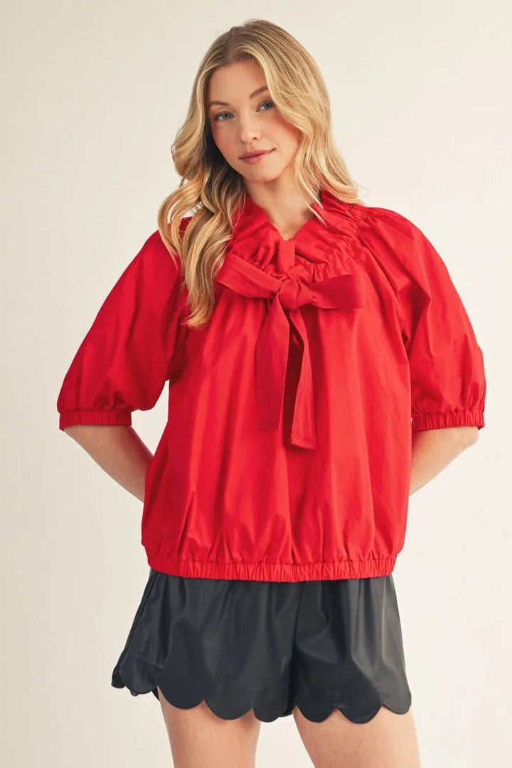 Scarlet Bow Ruffle Top