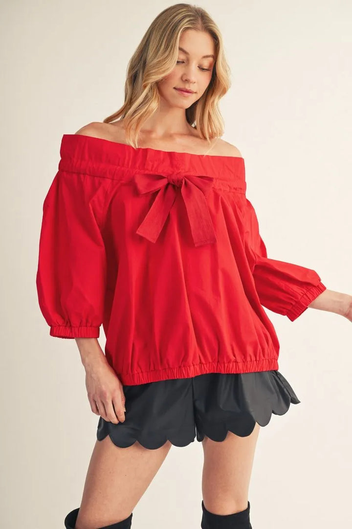 Scarlet Bow Ruffle Top
