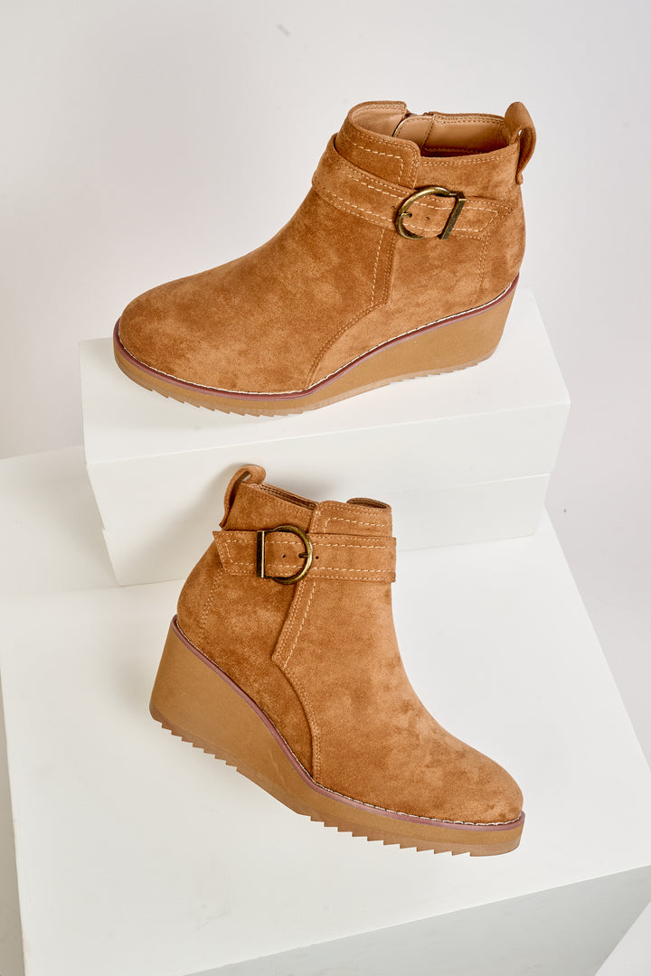 Intuition Wedge Bootie- Camel