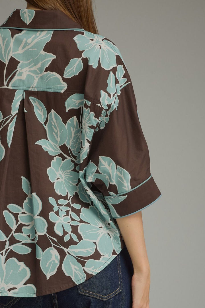 Aqua Bloom Button-Up