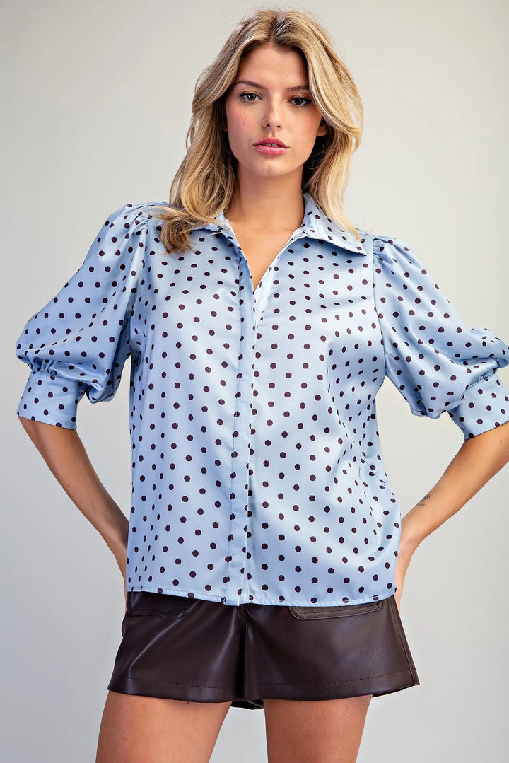 Powder Blue Polka Dot Blouse