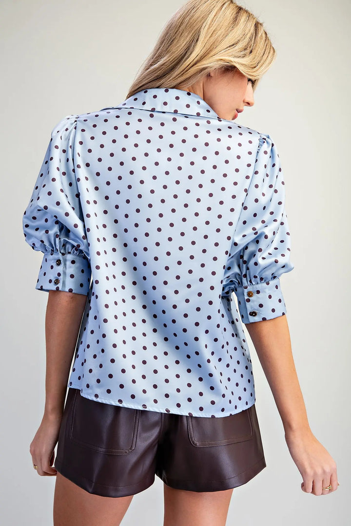 Powder Blue Polka Dot Blouse
